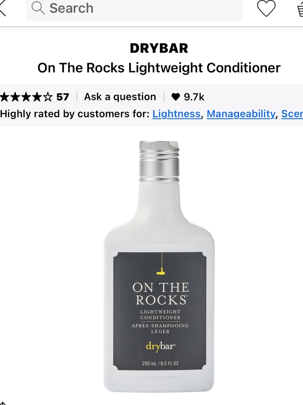 Drybar On The Rocks Lightweight Conditioner — White with Black Label